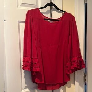 Max Studio Sheer Red Top